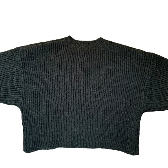 Topshop New With Tags Crop Batwing Sleeve Cable Knit Sweater Charcoal Gray - Picture 3 of 10